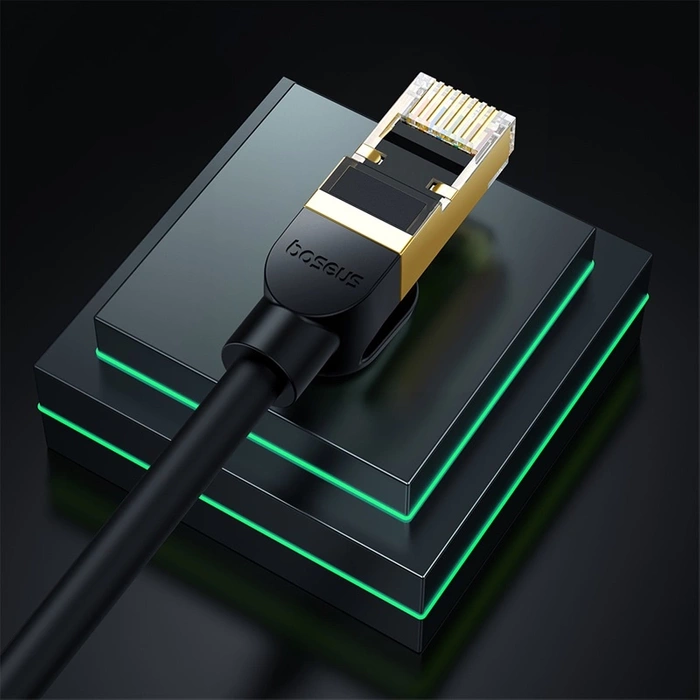 Câble réseau rapide Baseus RJ-45 cat.8 40Gbps 1m rond - noir