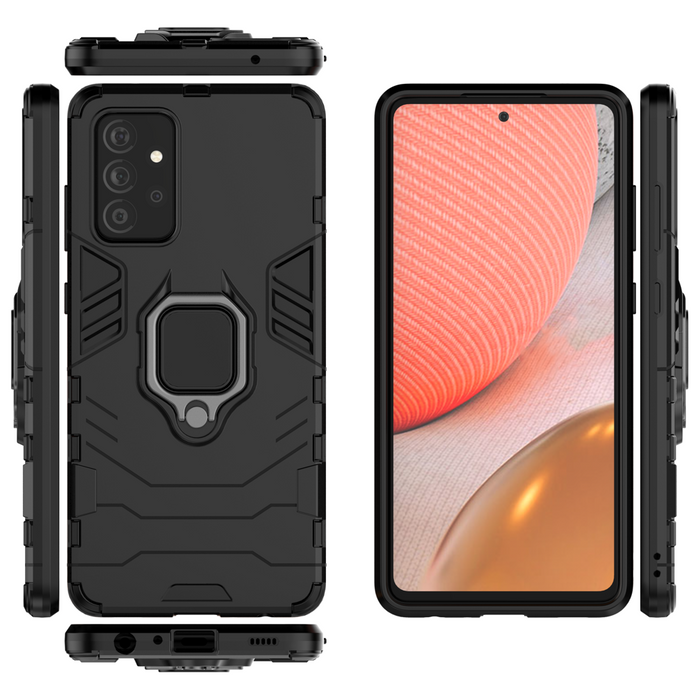 Ring Armor robuste Kickstand TPU/PC Panzer Handyhülle Hard Case für Samsung Galaxy A72 4G schwarz