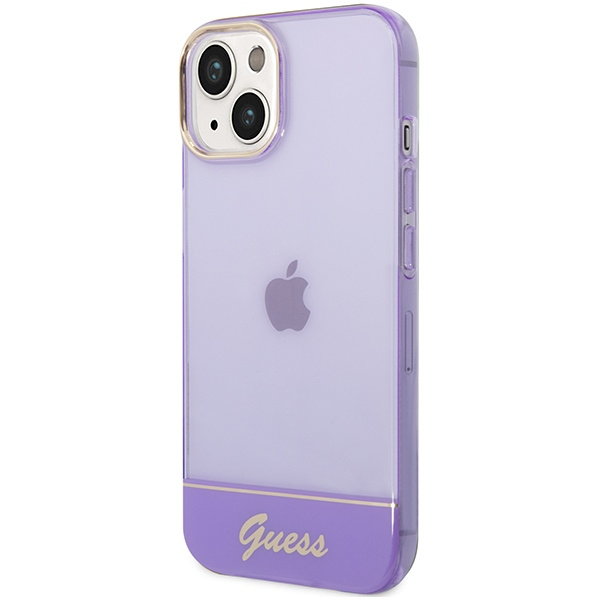 Hülle GUESS Apple iPhone 14 Plus Transluzent Lila Hartcase