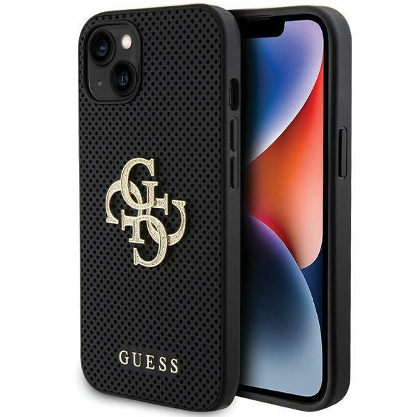 Coque Guess GUHCP15SPSP4LGK iPhone 15 6.1" noir/noircase Cuir perforé 4G Glitter Logo Case