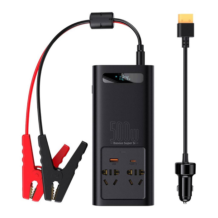 Inversor de corriente para coche Baseus 150W 12V / 500W 220V (enchufe EU y CN) negro (CGNB000101)