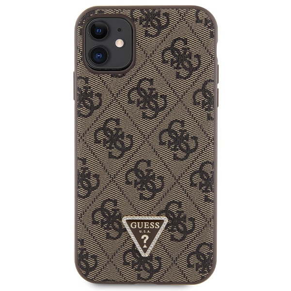 Guess GUHCN61P4TDSCPW iPhone 11 / Xr 6.1" marrone/marrone durocase Crossbody 4G Logo in metallo