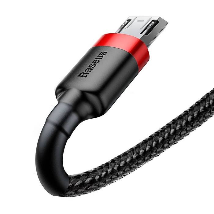 Baseus Cafule Cable odolný nylonový kabel USB / micro USB QC3.0 1,5A 2M černo-červený (CAMKLF-C91)