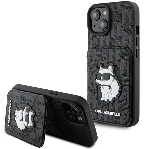 Karl Lagerfeld KLHCP15SSAKCNSCK iPhone 15 6,1" nero/nerocase Saffiano Cardslots and Stand Monogram Choupette