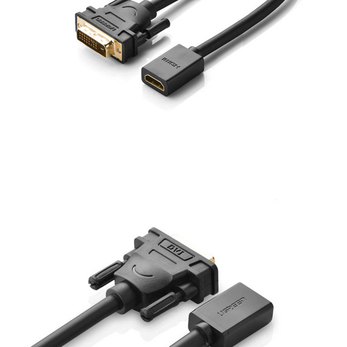 Cable adaptador Ugreen cable DVI (macho) - HDMI (hembra) 0,15m negro (20118)