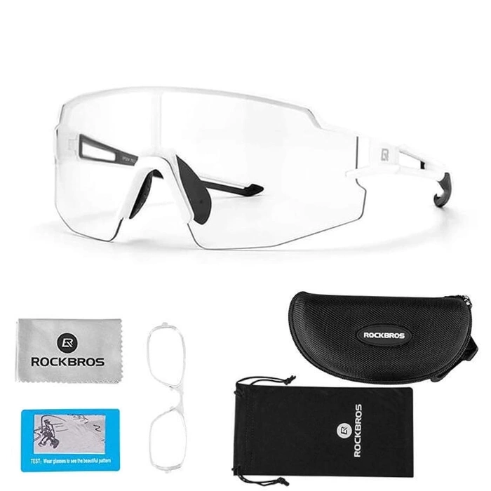 Lunettes de vélo photochromiques UV400 Rockbros 10172 blanches