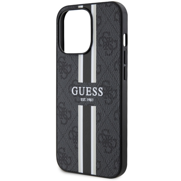 Case Guess GUHMP13LP4RPSK iPhone 13 Pro / 13 6.1" black/black hardcase 4G Printed Stripes MagSafe Case