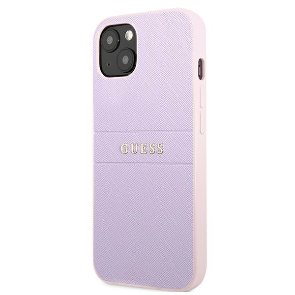 Case GUESS Apple iPhone 13 Mini Saffiano Hot Stamp & Metal Logo Purple Case