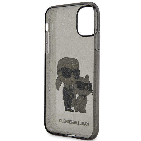 Hülle Karl Lagerfeld iPhone 11 / Xr 6.1" schwarz/schwarz hartcase Gliter Karl&Choupette