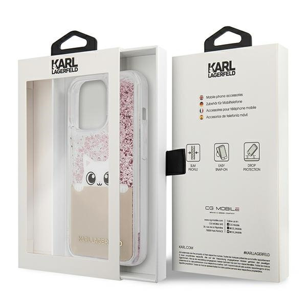 Case KARL LAGERFELD Apple iPhone 13 Pro Max Peek A Boo Liquid Glitter Pink Hardcase