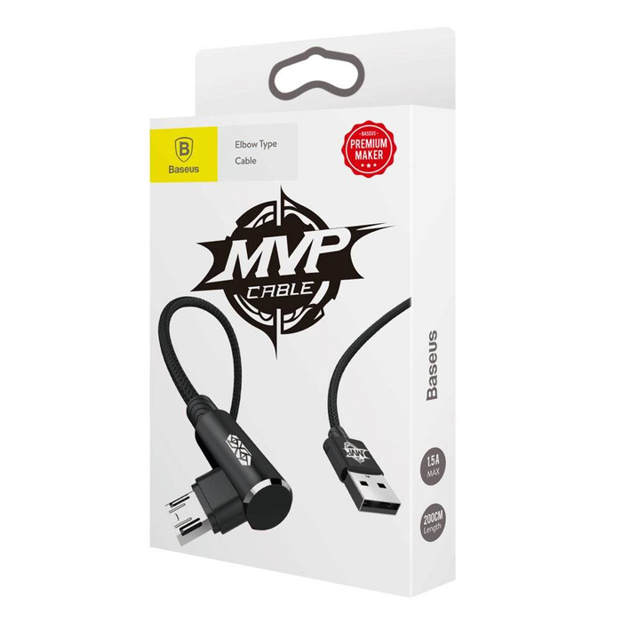 Baseus MVP Elbow Type Cavo angolato double-face con presa micro USB laterale 2m 1.5A nero (CAMMVP-B01)