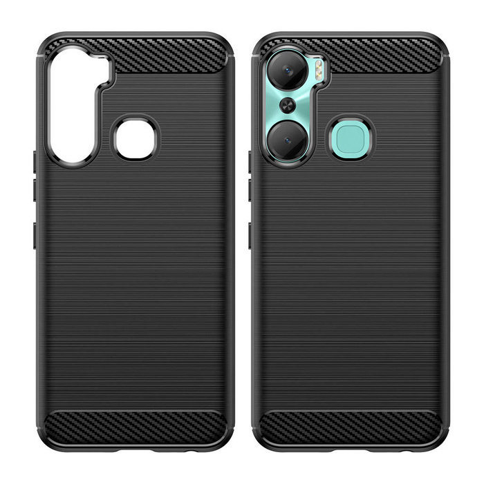Custodia Carbon Case per Infinix Hot 12 Pro cover silicone flessibile carbon nero
