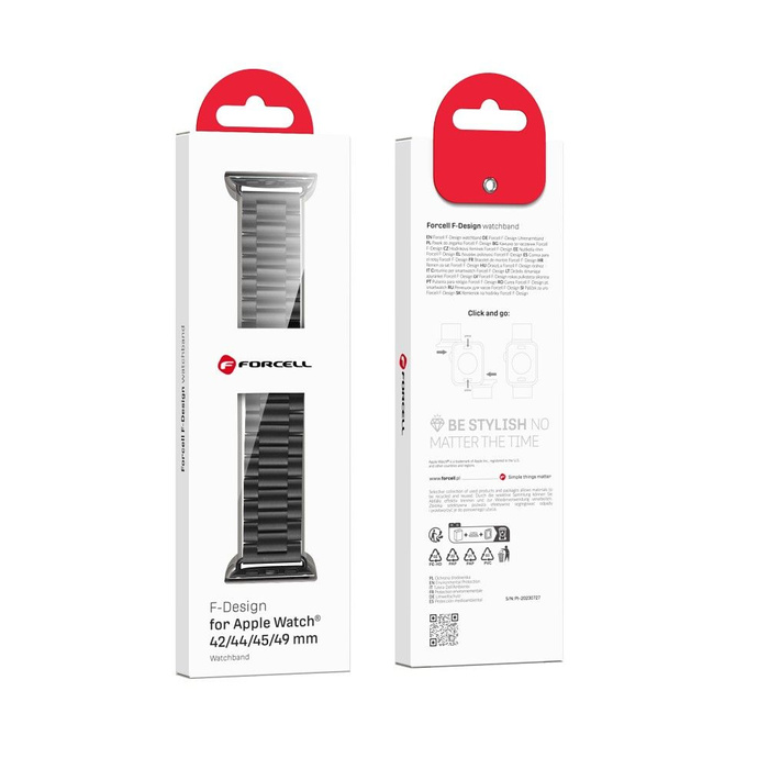 FORCELL F-DESIGN FA10 pasek do APPLE Watch 42 / 44 / 45 / 49 mm czarny