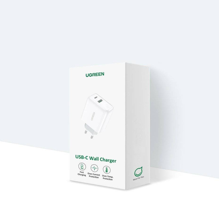 Ugreen Fast USB Type C / USB nástenná Nabíjačka 36 W Quick Charge 4.0 Power Delivery biela (60468 CD170)