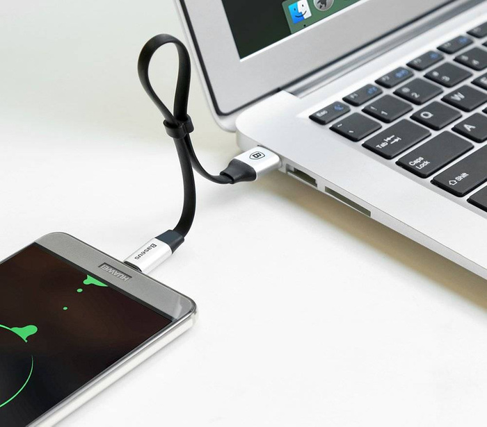 Câble plat Baseus Nimble Câble USB / USB-C avec support 2A 0.23M noir (CATMBJ-01)