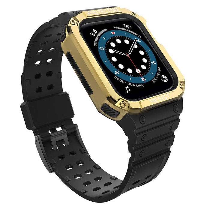 Protect Strap Band Band with Case for Watch 7/6/5/4/3/2 / SE (45/44 / 42mm) Case Armored Watch Cover Black