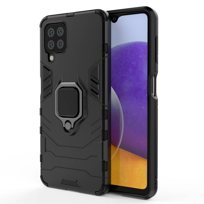 Bague Armor hybride blindée coque housse + magnetic support Samsung Galaxy A22 4G noir