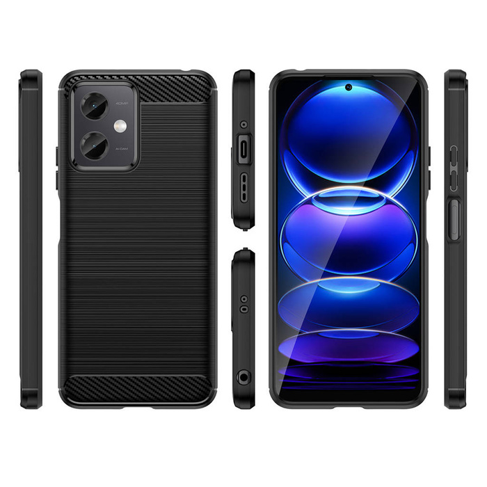 Carbon Case para Xiaomi Poco X5 5G / Redmi Note 12 5G funda flexible silicona carbono negra