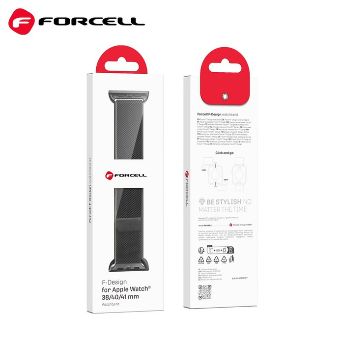 FORCELL F-DESIGN FA03 pasek do APPLE Watch 42 / 44 / 45 / 49 mm czarny
