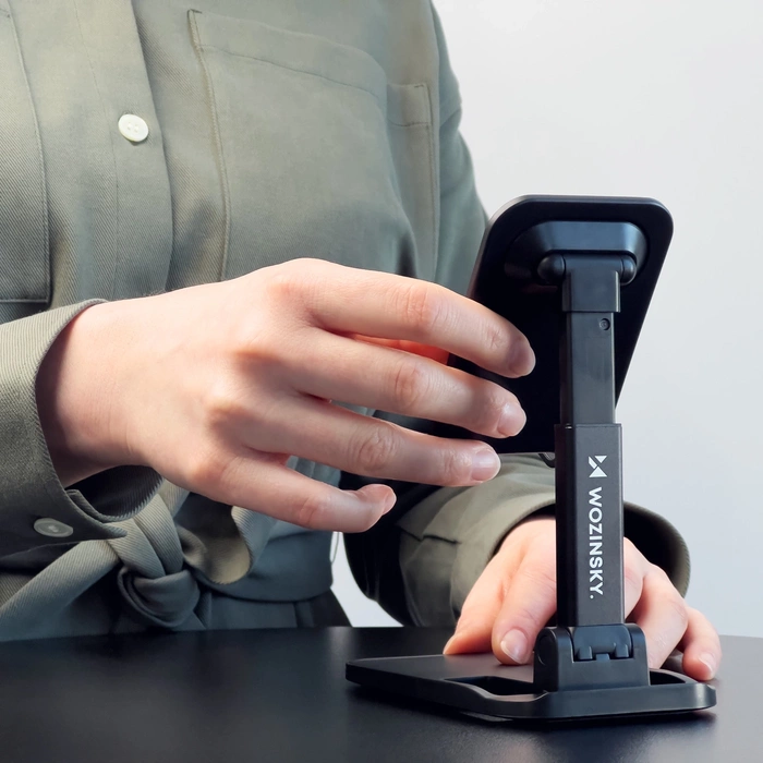 Wozinsky Supporto per telefono da scrivania Supporto per tablet pieghevole nero (WFDPS-B1)