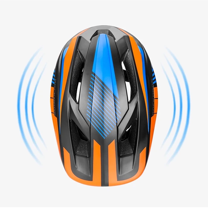 [B WARE] Kinderfahrradhelm mit abnehmbarem Visier Rockbros TT-32SOBL-M Größe M - Schwarz und Orange