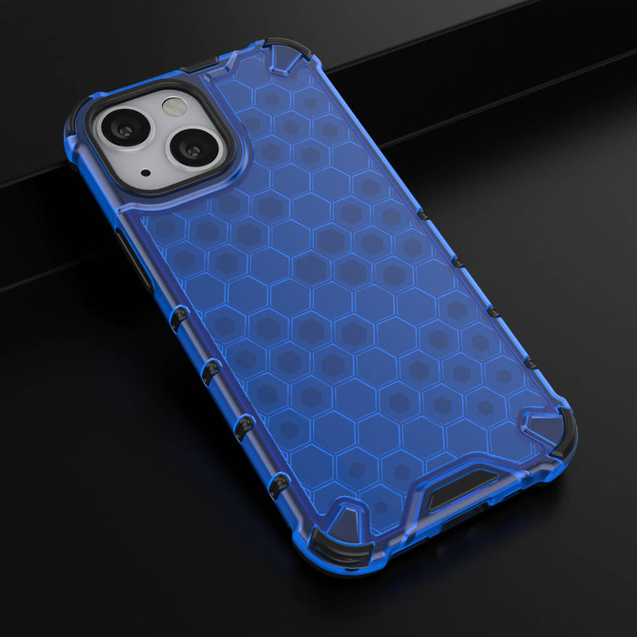 Pancéřový kryt Honeycomb pouzdro s gelovým rámem iPhone 13 mini modrý