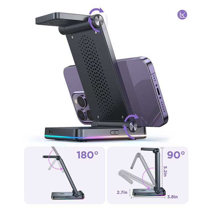 Joyroom 3-in-1-Induktionsladegerät für Telefon, Smartwatch, TWS-Kopfhörer (bis zu 15 W) schwarzer Ständer (JR-WQN01)