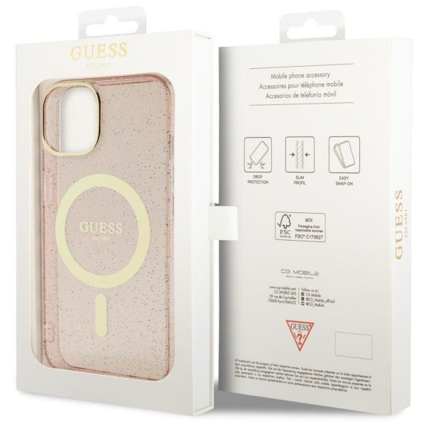 Cover Guess GUHMP14SHCMCGP iPhone 14 6,1" rosa/rosa rigidocase Glitter Oro MagSafe Case