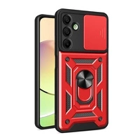 Hybrid Armor Camshield with Camera Cover and Metal Ring for Samsung Galaxy A16 / A16 5G - Red