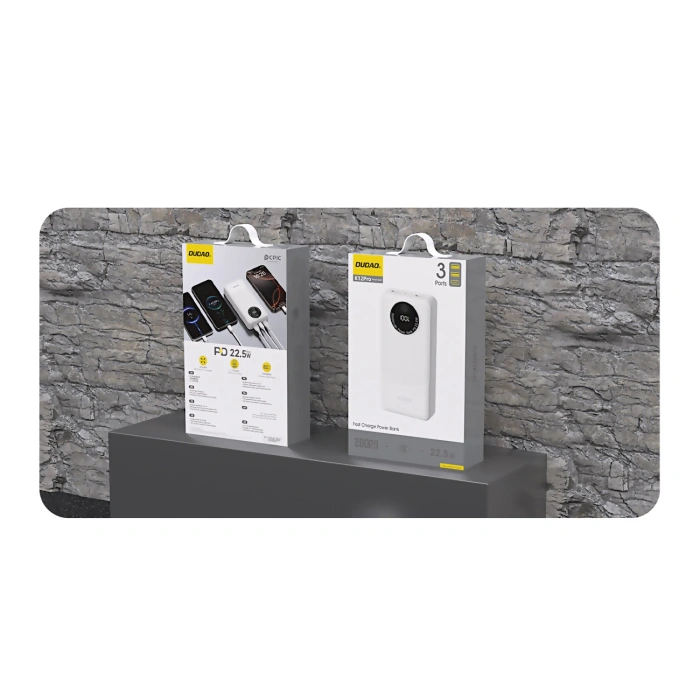 Powerbank Dudao K12Pro 22,5W PD 20000mAh USB-A, USB-C - biały