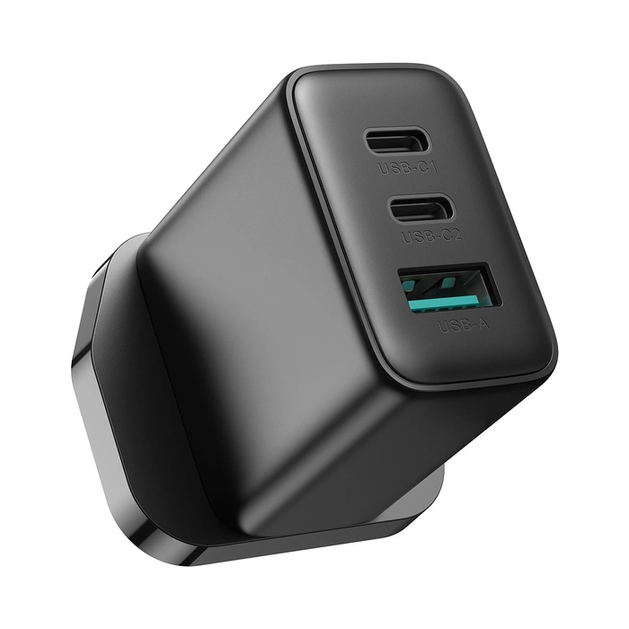 Joyroom JR-TCF10 cargador rápido 2x USB-C USB-A 32W (enchufe británico) - negro