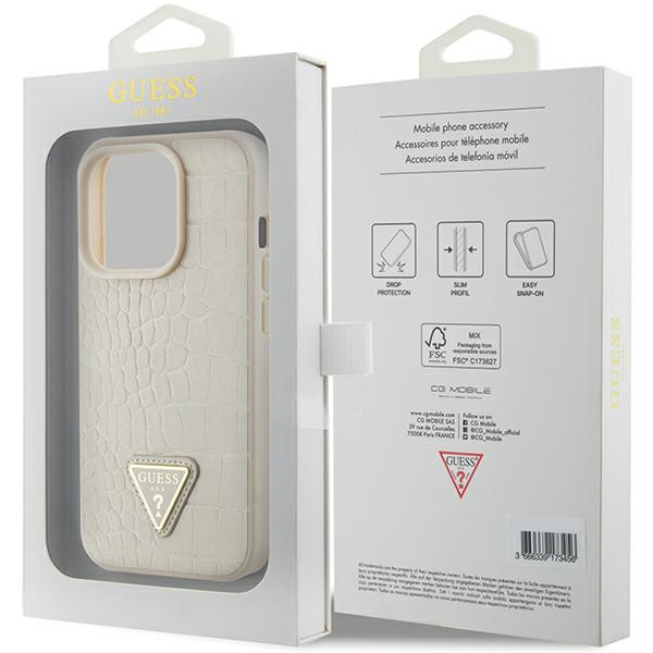 Hülle Guess GUHCP15XPCRTHCD iPhone 15 Pro Max 6.7" gold/gold hartcase Croco Dreieck Metall Logo Case