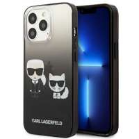 Hülle KARL LAGERFELD Apple iPhone 13 13 Pro Gradient Ikonik Karl & Choupette Schwarz Hartcase