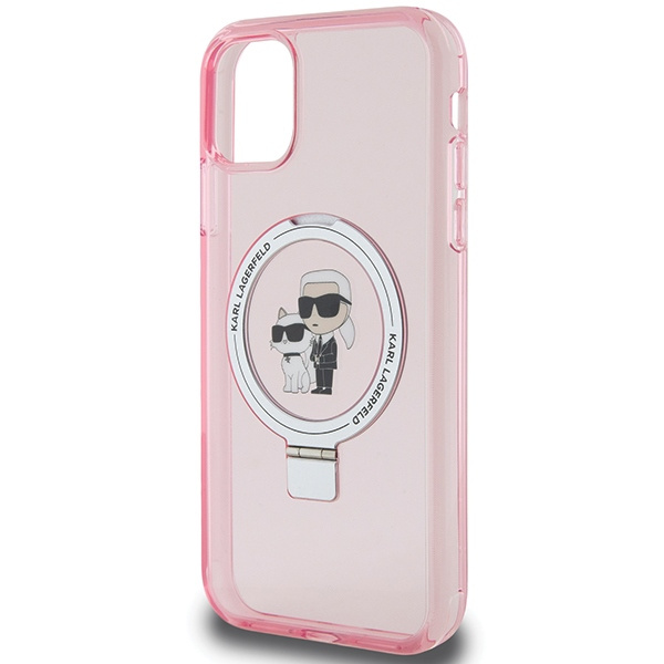 Etui Karl Lagerfeld KLHMN61HMRSKCP iPhone 11 / Xr 6.1" różowy/pink hardcase Ring Stand Karl&Choupettte MagSafe Case