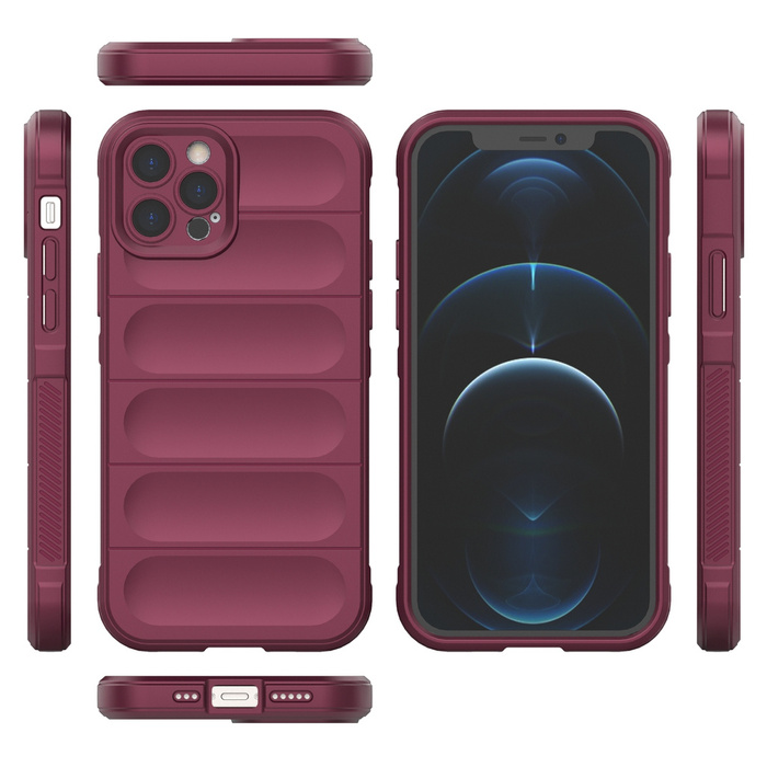 Custodia Magic Shield Case per iPhone 12 Pro custodia corazzata elastica in bordeaux