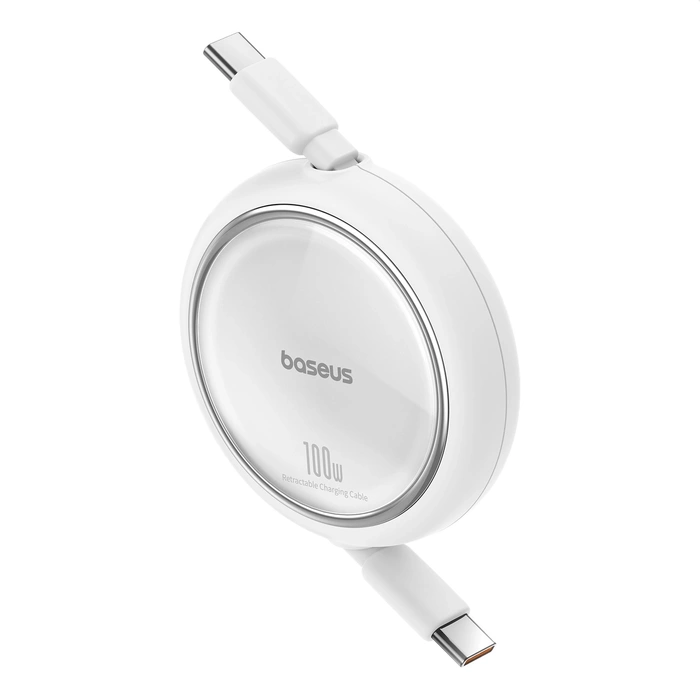 Baseus Free2Draw Mini USB-C - USB-C 100W 1m navíjecí kabel - bílý