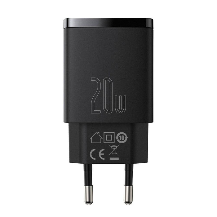 Kompaktní rychlá nabíječka Baseus USB / USB typu C 20W 3A napájení Quick Charge 3.0 černá (CCXJ-B01)