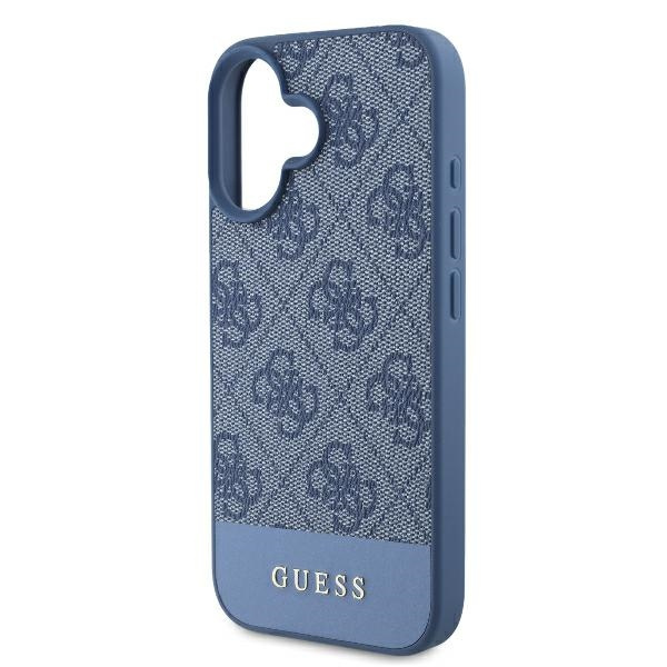Etui Guess iPhone 16 6.1" niebieski/blue hardcase 4G Bottom Stripe