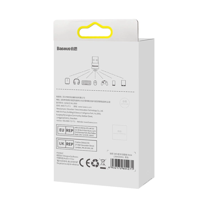 Baseus BA04 mini Bluetooth 5.0 adapter USB vevő számítógép adó fekete (ZJBA000001)