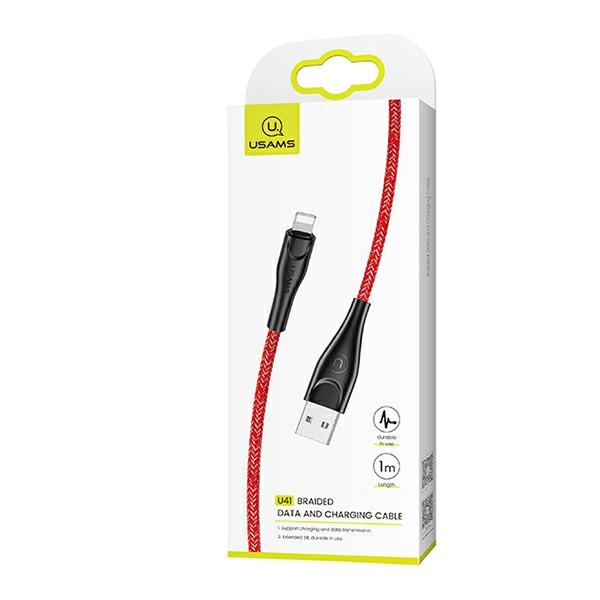 USAMS Câble tressé U41 Lightning/USB Fast Charge 1m rouge/rouge SJ391USB02 (US-SJ391)