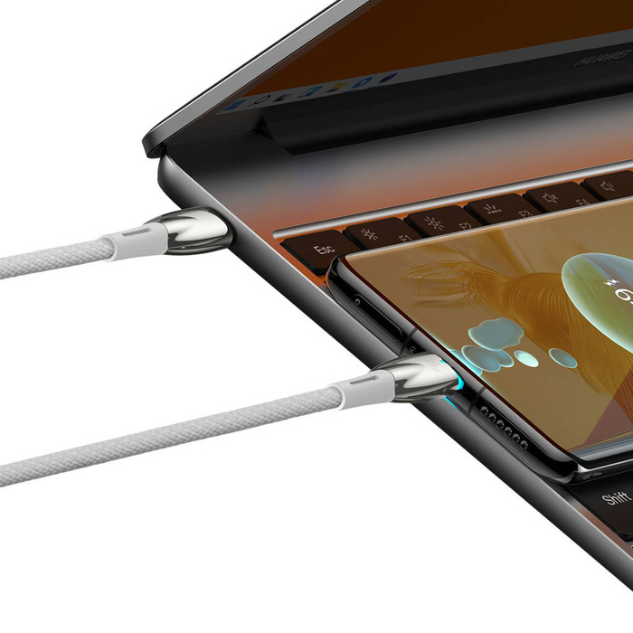 Kabel der Baseus Glimmer-Serie mit Schnellladefunktion USB-C 480 Mb/s PD 100 W 2 m weiß