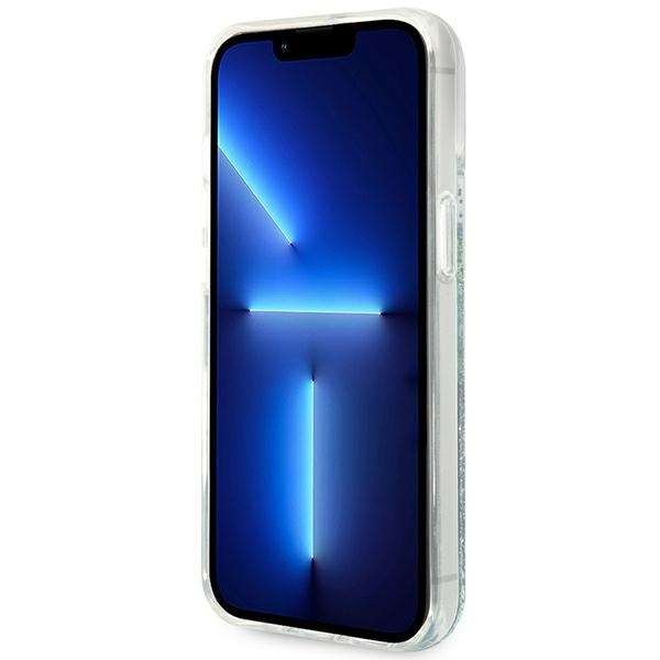 Hülle GUESS Apple iPhone 14 Blume Liquid Glitter Grün Hartcase