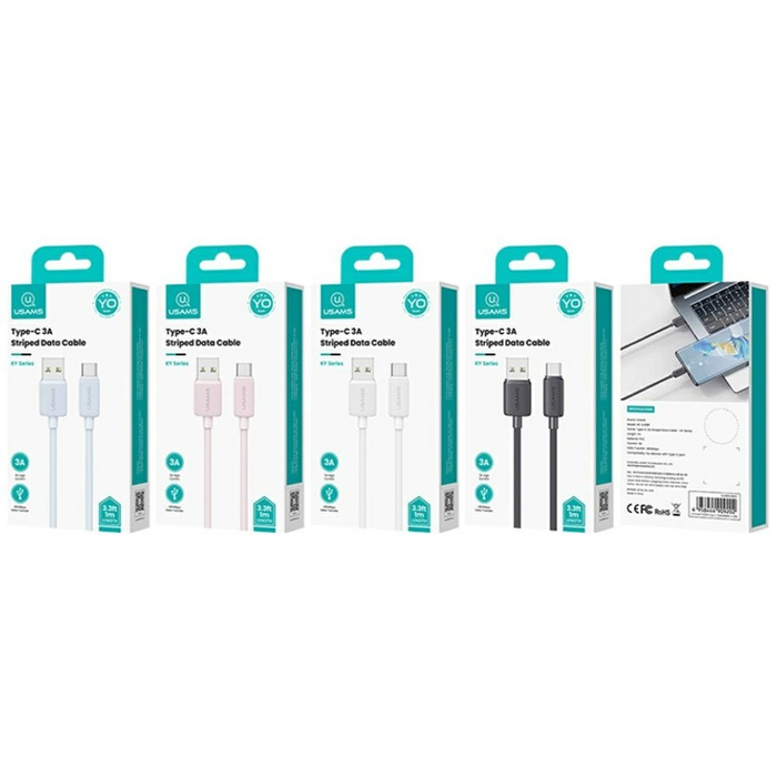 Kabel USAMS KY 3A USB-C  do USB-A 3m US-SJ698 Czarny