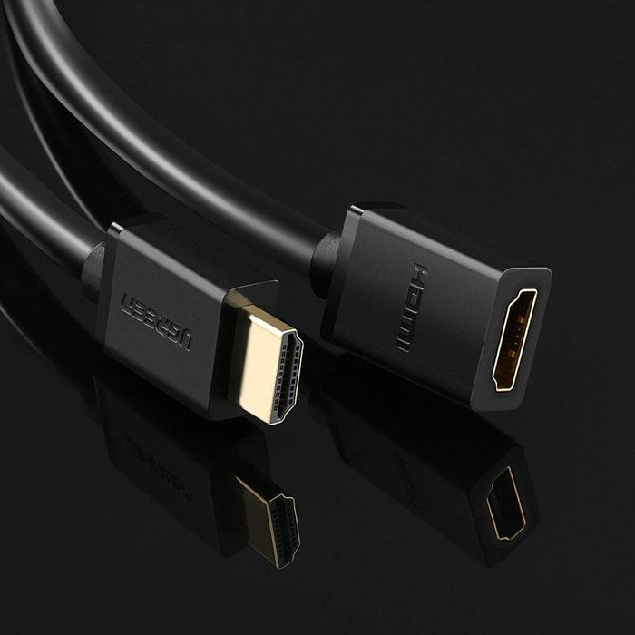 Ugreen kabelový adaptér zástrčka HDMI prodlužovací kabel (samice) - HDMI (samec) 4K 10,2 Gbps 340 Mhz audio ethernet 0,5 m černý (HD107 10140)