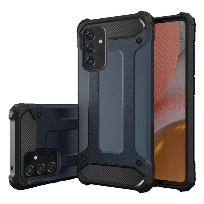 Hybrid Armor Case Cover robusta e resistente per Samsung Galaxy A72 4G nera