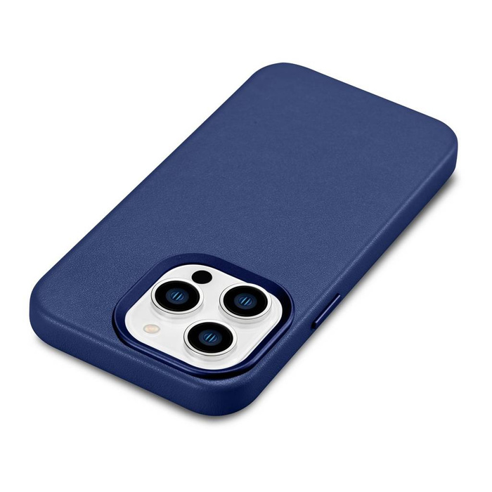 iCarer Case Leather Original Leather Case Cover pro iPhone 14 Pro Max Blue (WMI14220708-BU) (kompatibilní s MagSafe)