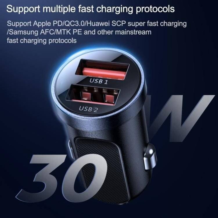 Joyroom C-A09 Mini fast charger 2x USB 30W Quick Charge, SCP, PD, AFC black 