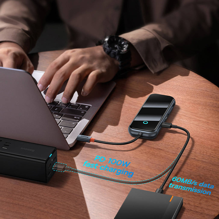 Baseus AcmeJoy HUB 4 puertos USB-C a 1xUSB-C / 4xUSB3.0 gris oscuro