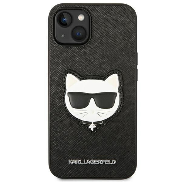 Hülle Karl Lagerfeld iPhone 14 6.1" hartcase schwarz/schwarz Saffiano Choupette Head Patch
