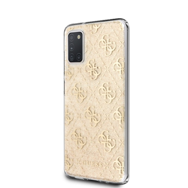 Pouzdro GUESS Samsung Galaxy A31 A315 4G třpytivé zlaté pevné pouzdro